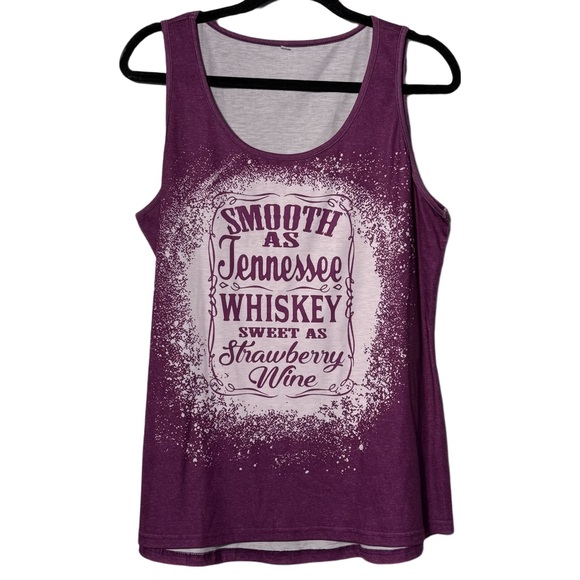 Tops - Tennessee Whiskey Strawberry Wine Purple Graphic Tank Top Large